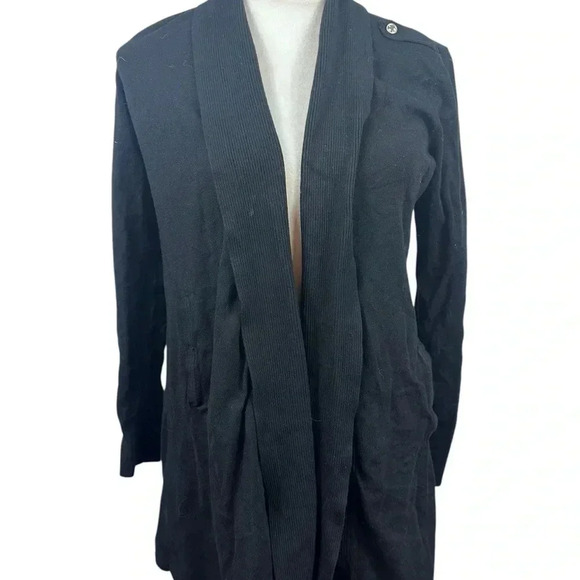 White House Black Market black open front sweater size medium - Picture 2 of 9